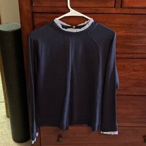 Carolina Belle Navy Blue Layered-Look Long Sleeve Top